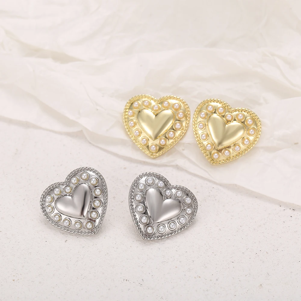 

2021 new fashion Elegant Romantic Pearl heart Earrings For Woman Jewelry Wedding Party, As photos