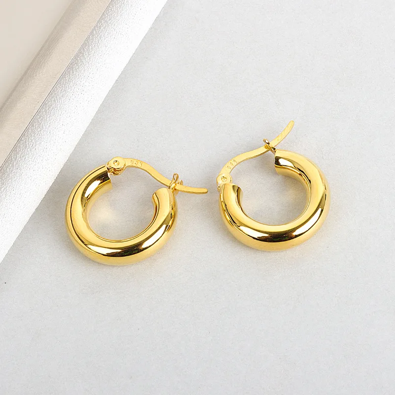 

Minimalist 18K Gold Plating 925 Sterling Silver Huggie Hoop Earrings For Women