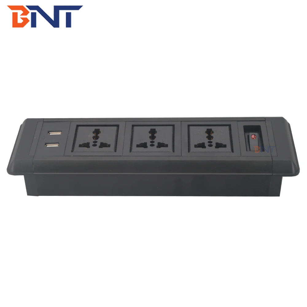 Conference Av System Full Black Office Meeting Table Connection Box 