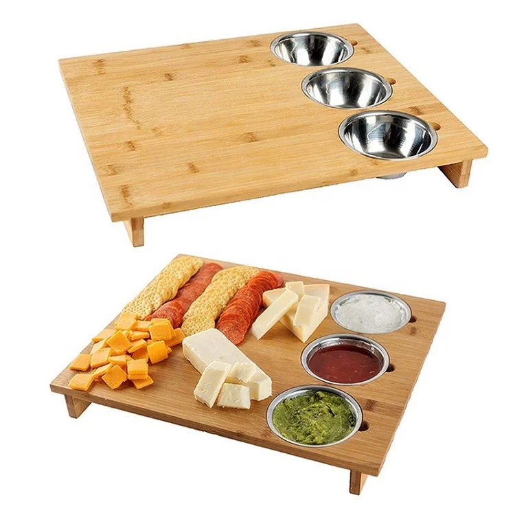 

Wholesale 3 Stainless Steel Bowl Cheese Chopping Board Bamboo Cutting Kitchen, Natural