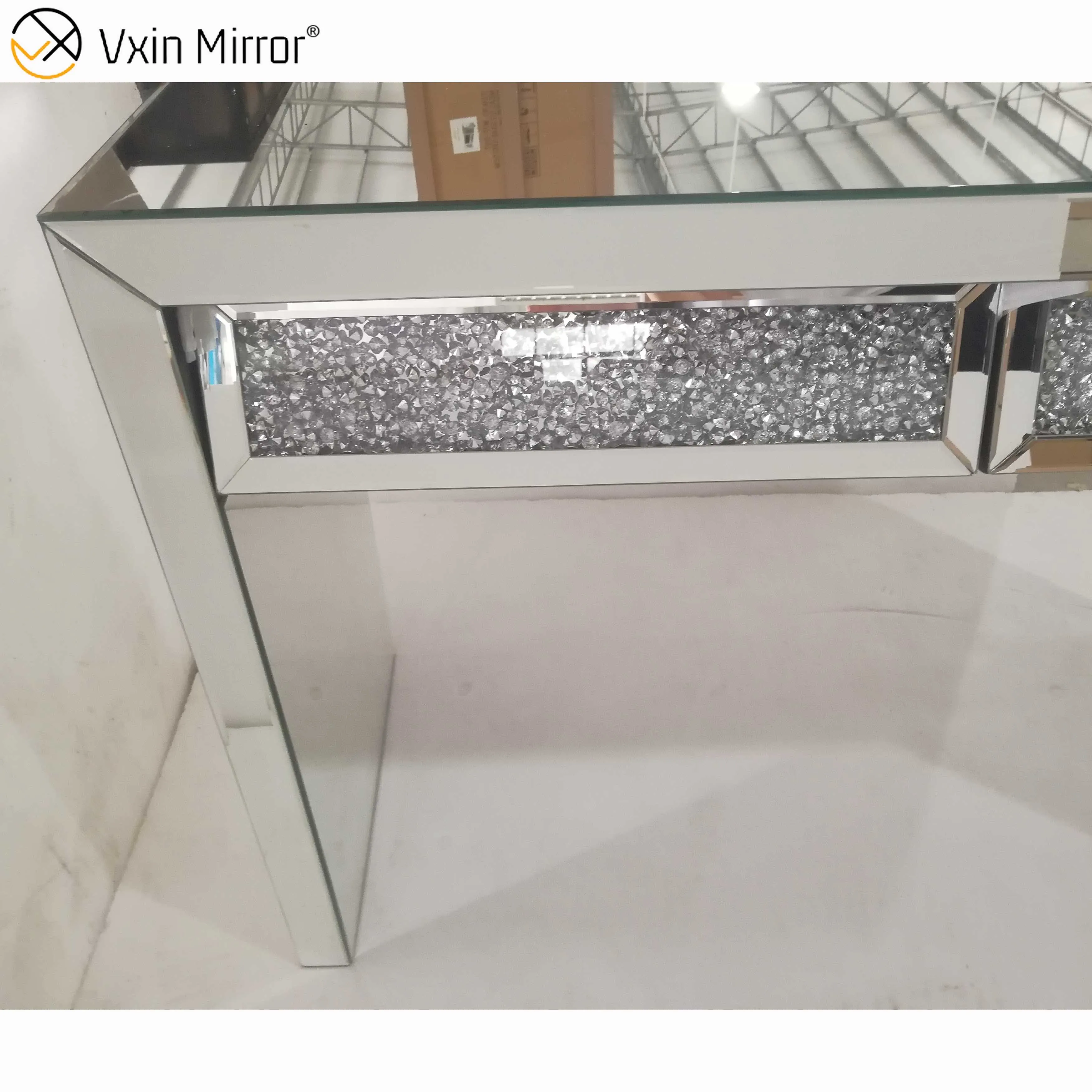 
Mirrored console table VXin WXWF-710 Two Drawer Crushed Diamond Beval Silver Side Table 
