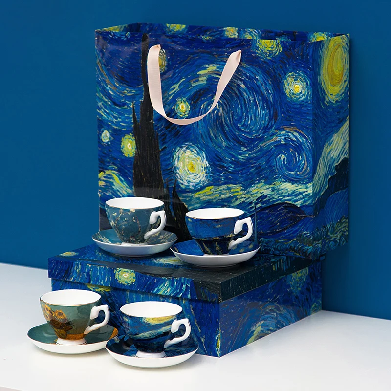 

Elegant Van Gogh Ceramic Fine Bone China Tea Cup Gift Tea Cup Sets