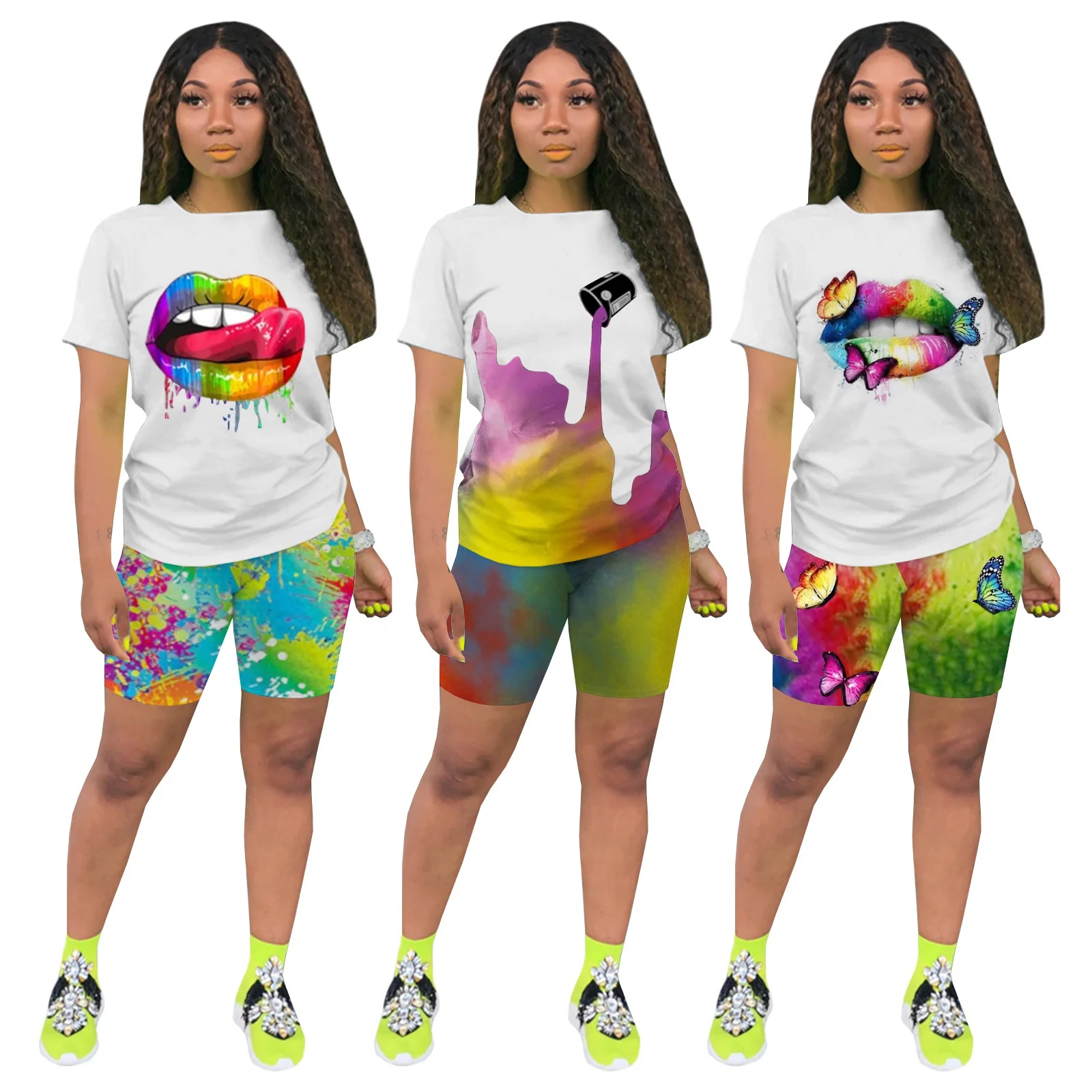 

MT61-4281 Wholesale women's printed sportswear trouser set of two pieces 2021 women clothing sets