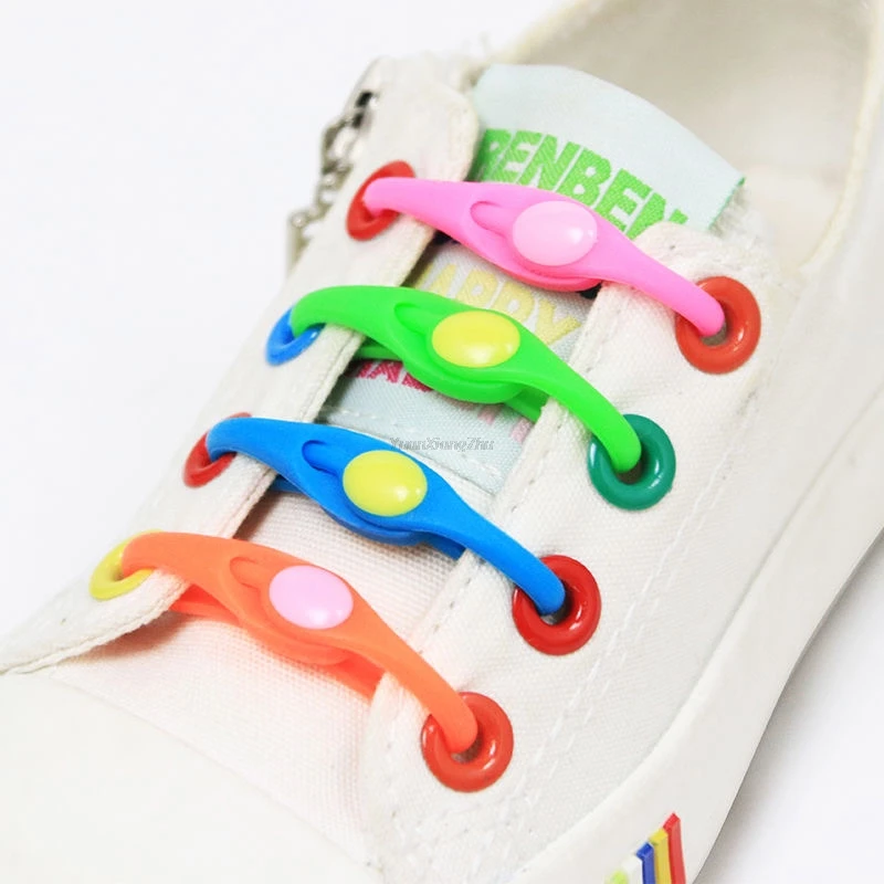 

12pcs Silicone Shoelaces Elastic No Tie Shoe laces Rubber Sneaker Shoelace Adults and kids Quick Laces  all shoes, 13 colors