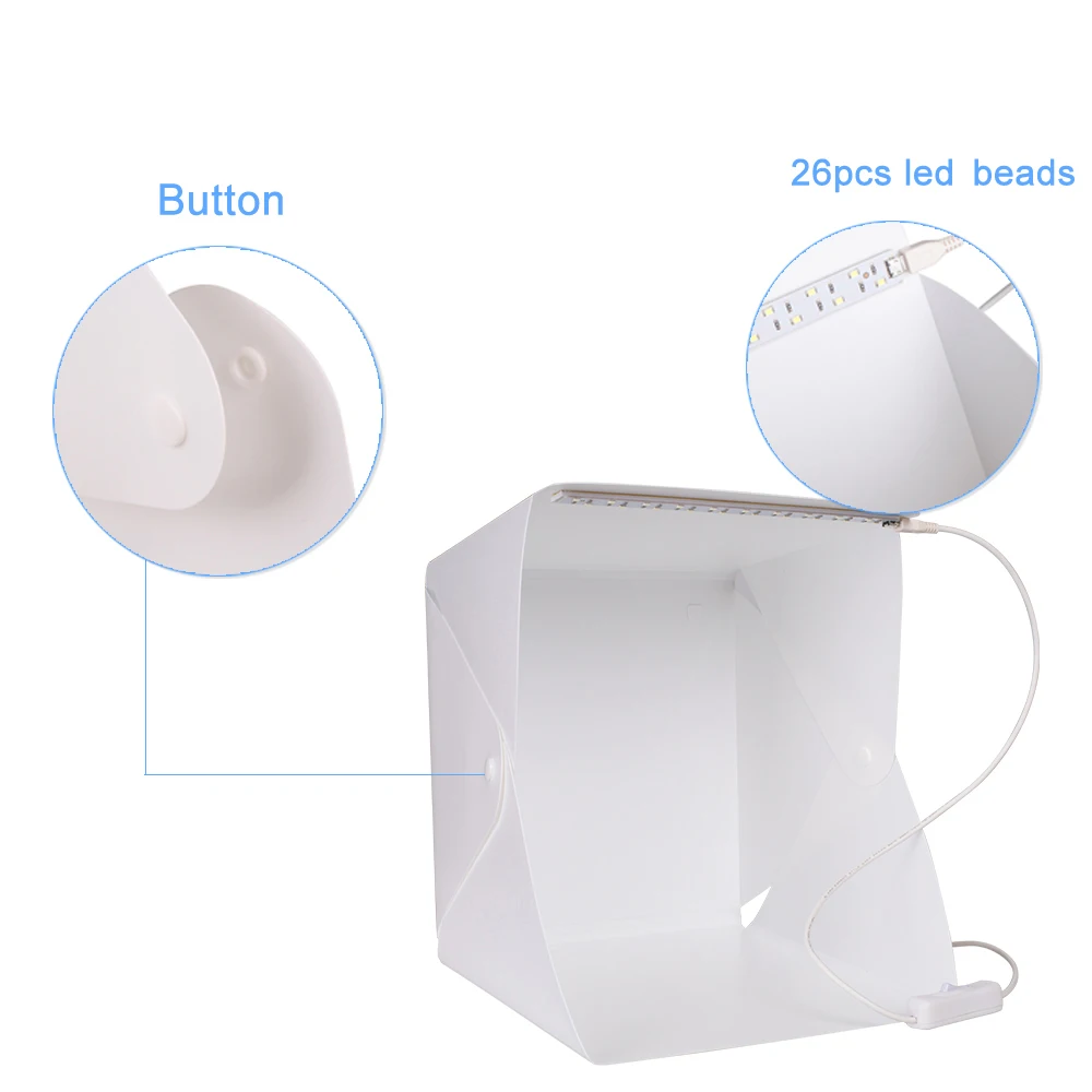 

9.5" Button Type Photography Shooting Softbox Portable Foldable White Mini Studio Photo Box With 5 Color Background Tent