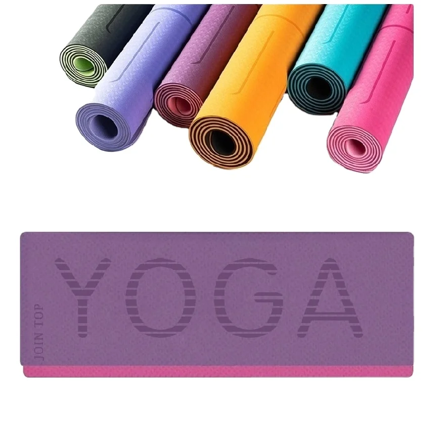 

Jointop Wholesale Fitness Double Sided Custom Logo 6mm TPE Yoga Mat with Position Line, non-slip yoga mat, yoga mat manufacturer, Customized and displayed