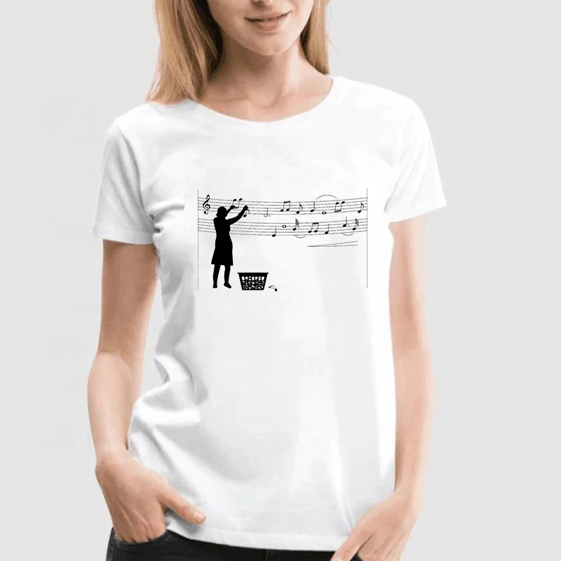 

Wholesale Making Music T Shirt Funny Streetwear Print Womens Clothing Fashion Harajuku Blusas Mujer De Moda Casual Clothes, Multi color optional