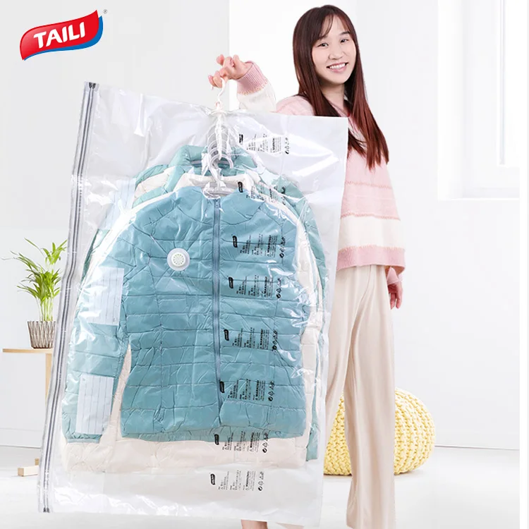 

Home Hanging&hanger Vacuum Clothes Storage Space Bag Clothing Compression Big Paaging Bag Vacuum Sealing Storage Bag Printed, Trasparent or others customize colors