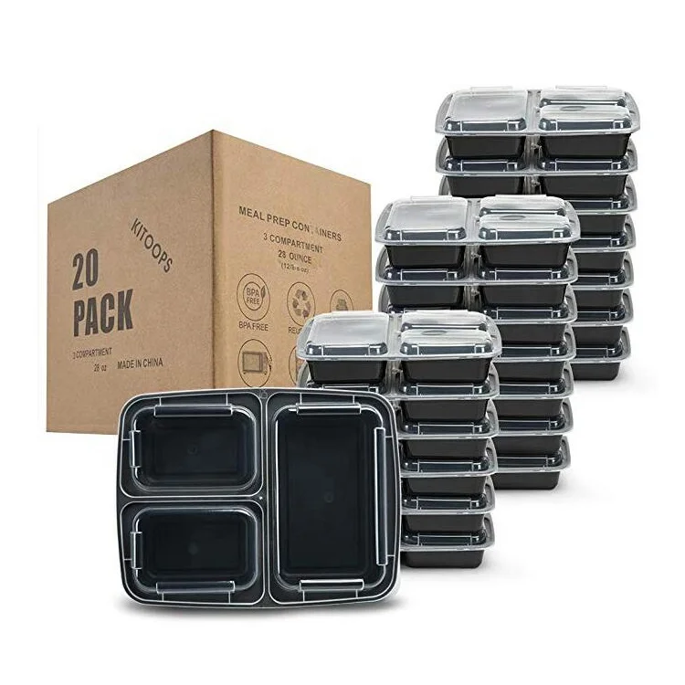 Meal Prep Containers 3 Compartment [20 Pack] 38 oz, Lunch Containers  FDA&BPA Free  Containers, Food Storage Bento Box with Lid