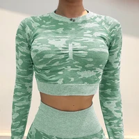 

New Design Camouflage Custom Seamless Yoga Top Bra, Crop Hoodies And Leggings Suits