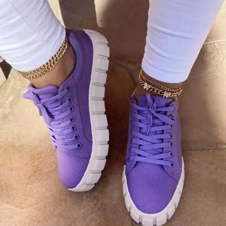 

Foreign trade plus size 2021 spring new personality fashion casual street canvas sneakers women's sports shoes, Black whitearmy green purple khaki colourful purple white