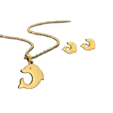 

Fashion Jewelry Gold Plated Women's Bear Stainless Steel Jewelry Set, 18k gold plated
