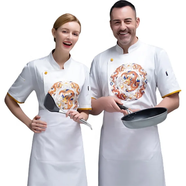 

SunYue Hot Selling Cotton High Quality Chef Jacket Restaurant Uniform Kitchen Cooking Chef Coat, White