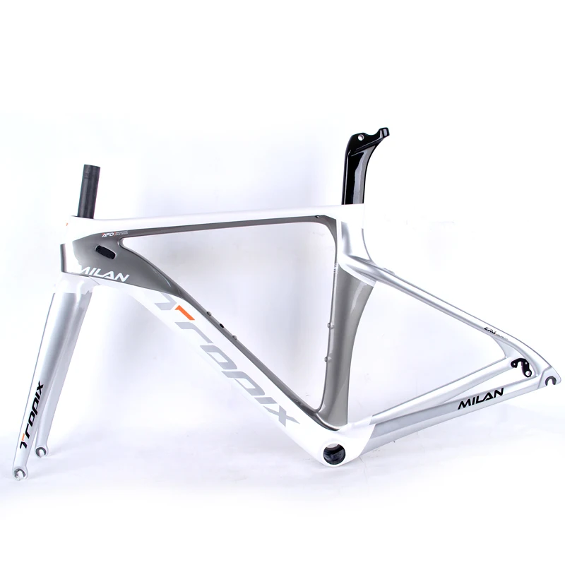 

Tropix Milan Carbon fiber road bike frame super light, White