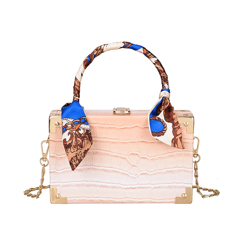 

Wholesale sac luxury Jelly shoulder box bag crocodile pattern ladies chain handbag and purses for women, 7 colors