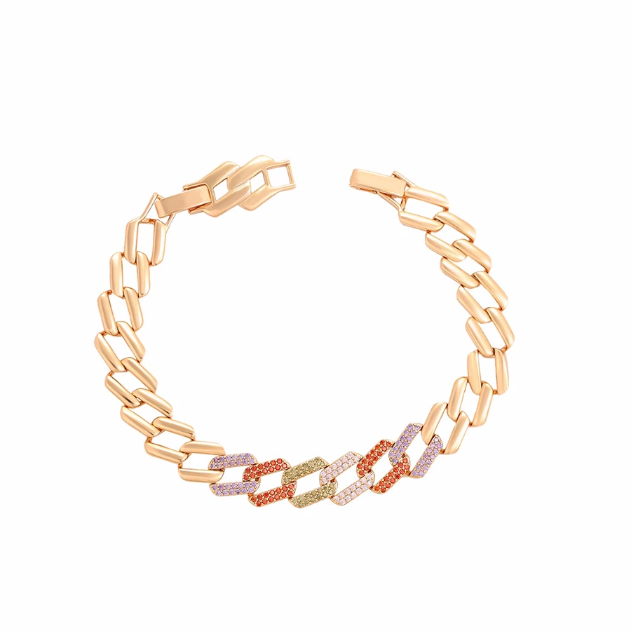 

A00907893 Xuping jewelry luxury lady temperament inlaid color diamond fashion elegant 18K gold bracelet