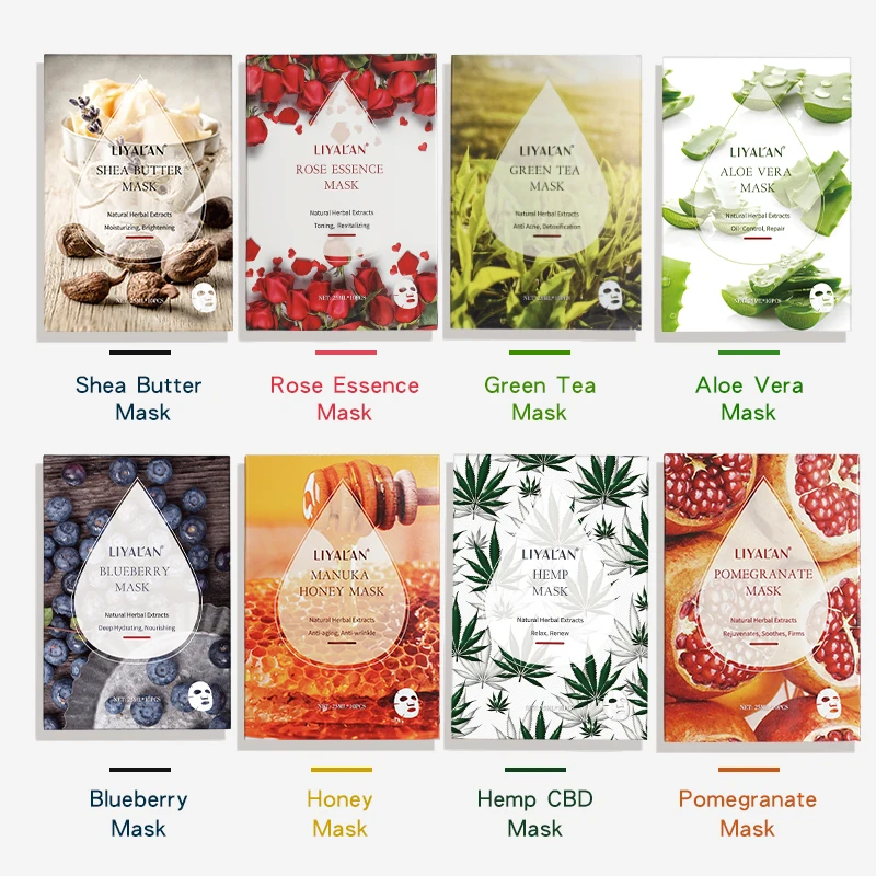 

Amazon Top Seller Natural Plant Fruit Extract Korean Skin Care Whitening Anti Aging Facial Sheet Mask