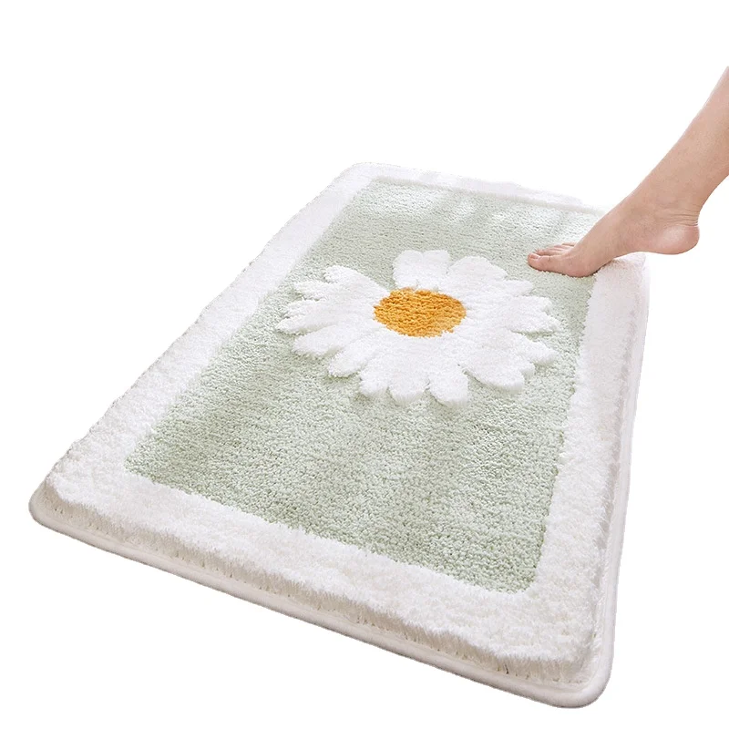 

Cartoon small daisy flocking floor mat household bathroom door carpet bathroom non-slip mat absorbent foot mat