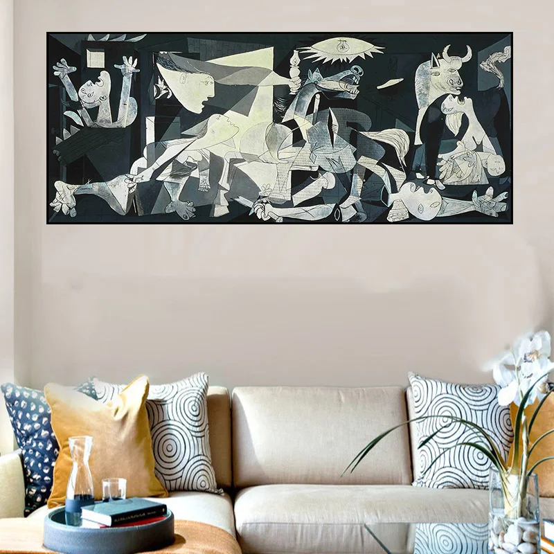 pinturas en lienzo arte de pared Sin marco, 50x100cm cuadros de Picasso para sala de estar reproducciones Guernica de Picasso carteles e impresiones famosos 