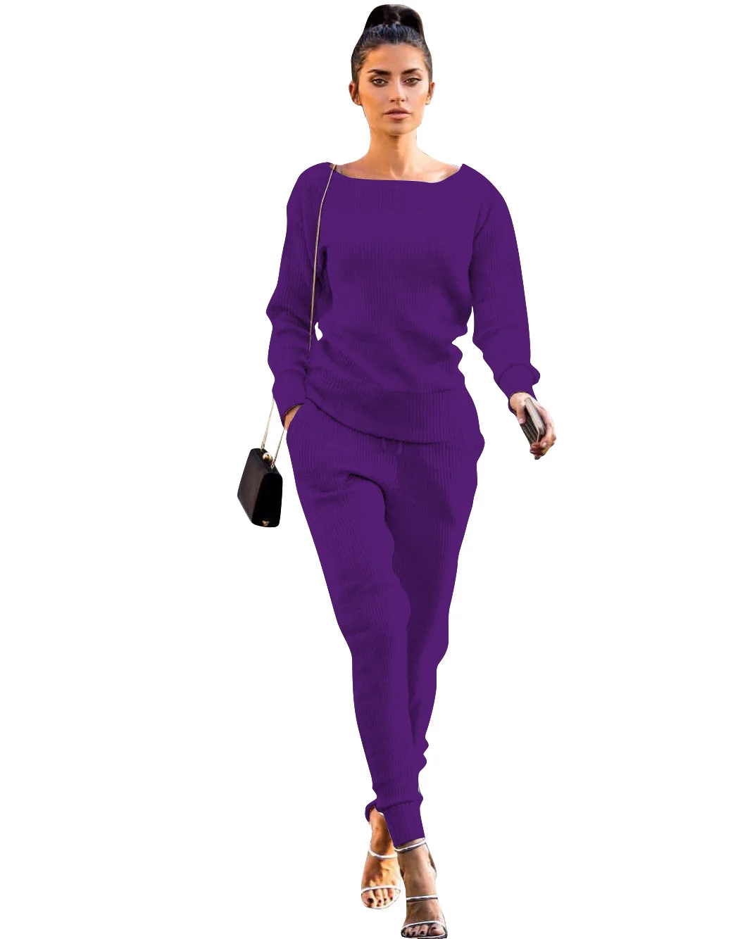 

New European and American women's autumn and winter models urban casual two-piece suit, Color