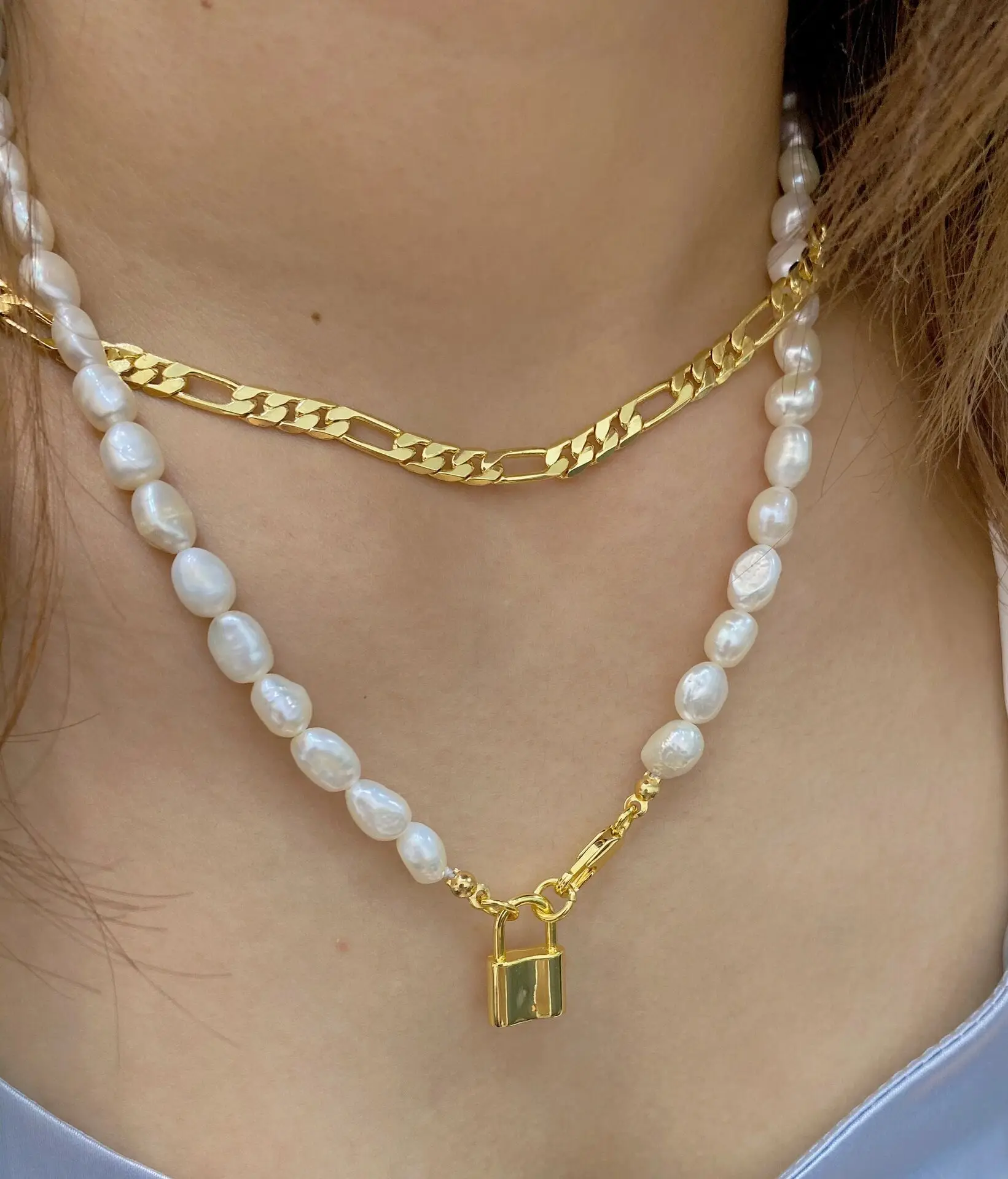 

Adjustable Brass 18K Gold Plated Figaro Chain Necklace Jewelry Women