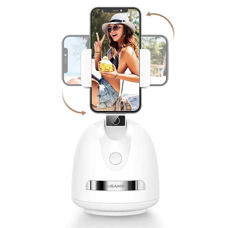 

USAMS ZB239 Portable Smart Shooting Auto Face AI Authomatic Rotation 360 Object Tracking Cell Mobile Mount, White