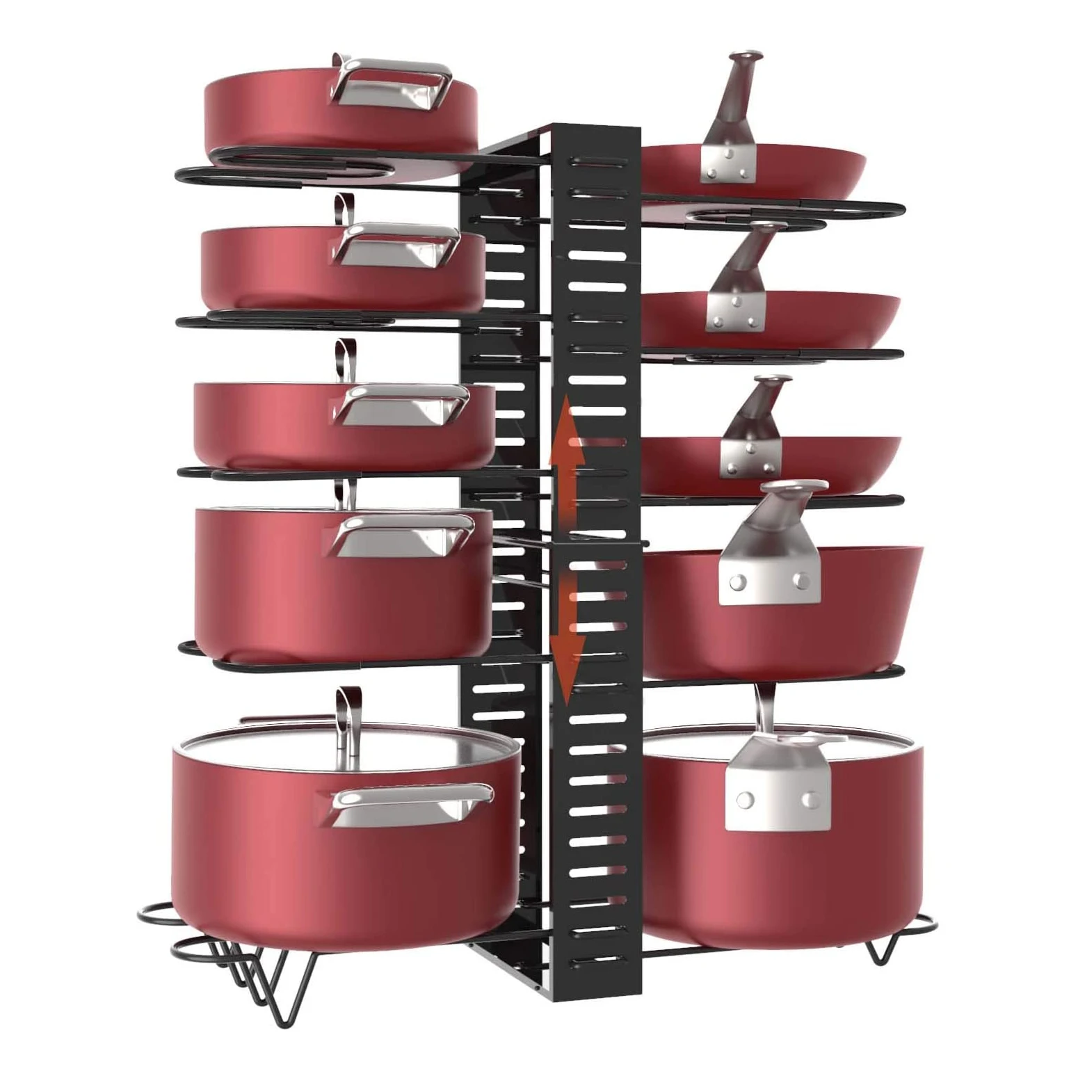 

8 Tiers Kitchen Standing Type Metal Pot Rack Organizer Adjustable Pot and Pan Organizer