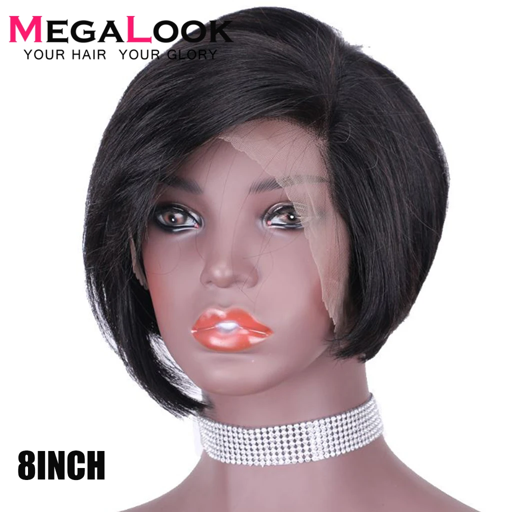 

Megalook T-part Front Lace Hair Pixie Cut Wig ,brazilian Human Hair Wig