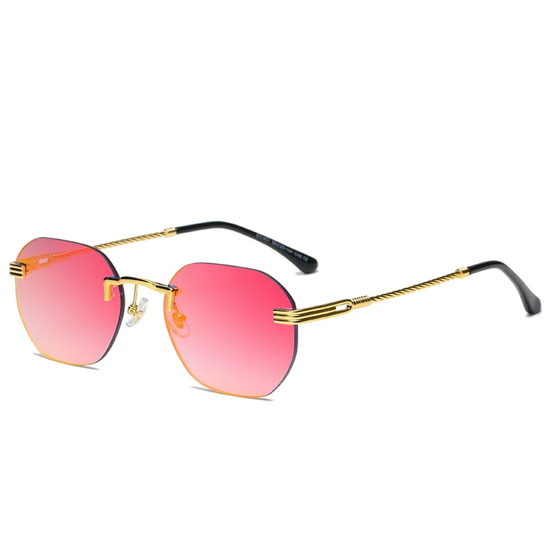 

2021 Mirrored Sunglasses Women Small Irregular Square Rimless Sunglasses