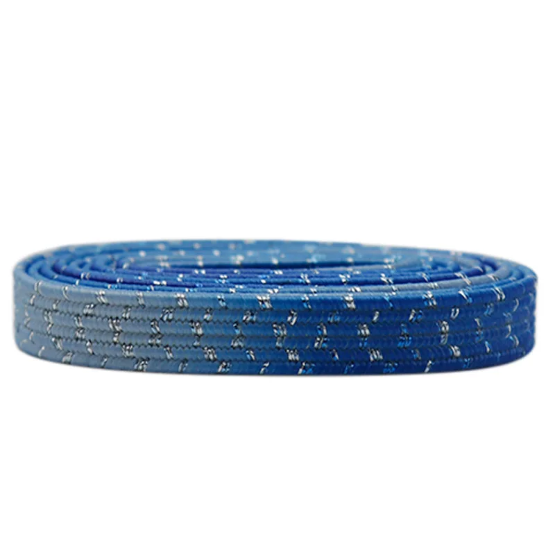 

Weiou Factory direct sale 140 cm long blue flat elastic rubber band supports customized long and wide metal wire shoelaces