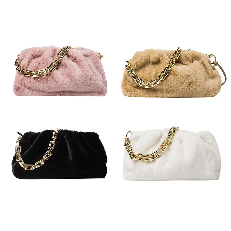 

2020 New Autumn And Winter Plush Fold Women'S Bag Chain Hand Single Shoulder Bag Popular Fashion All-Match Messenger Bag, Custom color