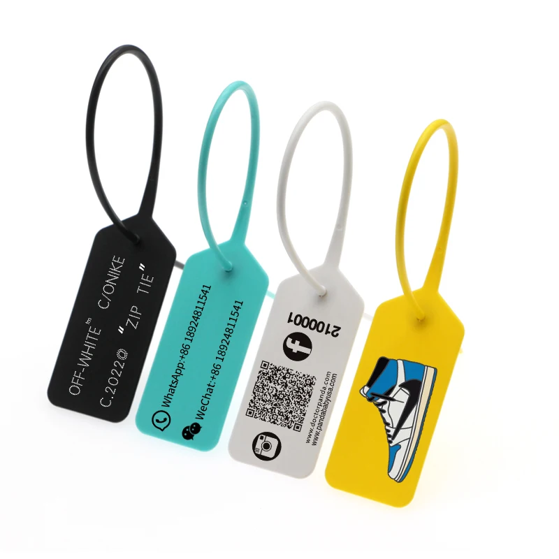 

zip tie hang tags wholesale manufacturer custom clothing brand label plastic security seals, Customized color