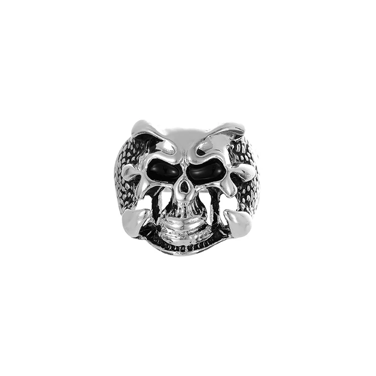 

New retro zinc alloy skull silver ring men's skull motorcycle rock goth punk jewelry ring, Ancient silver and gold