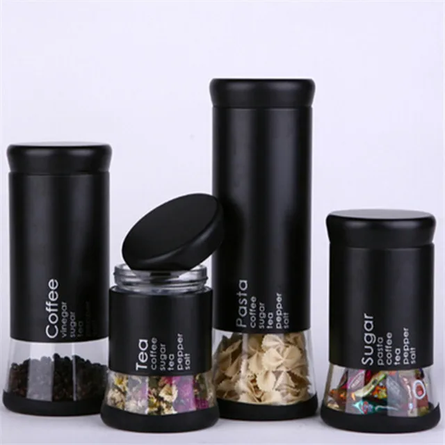 

storage bottle can glass coffee tea sugar canister jar, Customized color