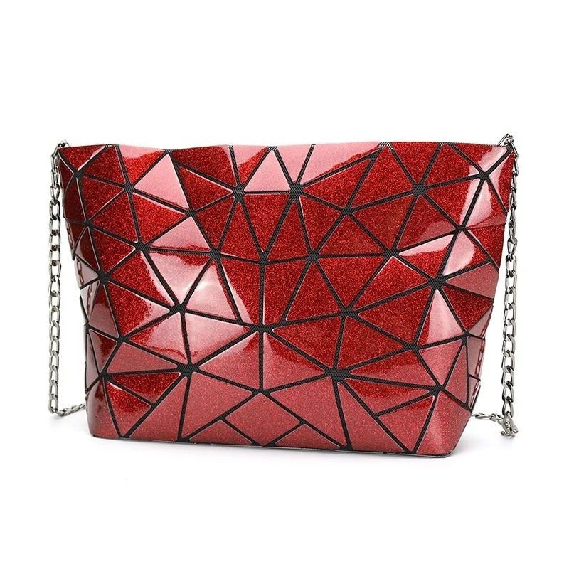

Chain Solid Color Crossbody Geometric Glitter Bags For Women