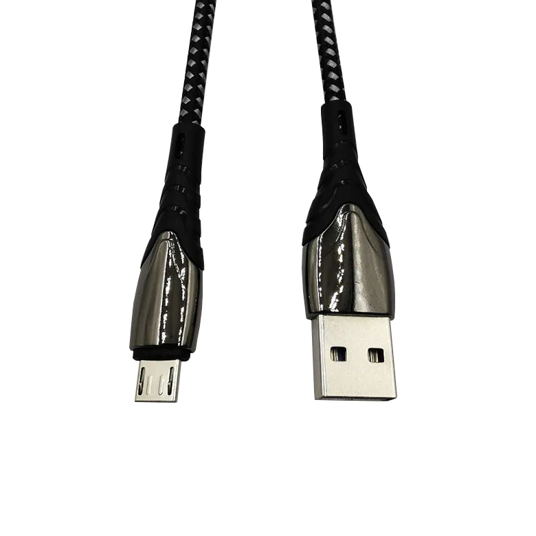 

Wholesale Nylon Braided Android Micro USB Data Cable Zinc Alloy Fast Charge Type C Mobile Phone Charging Cable, Black/ red/ silver