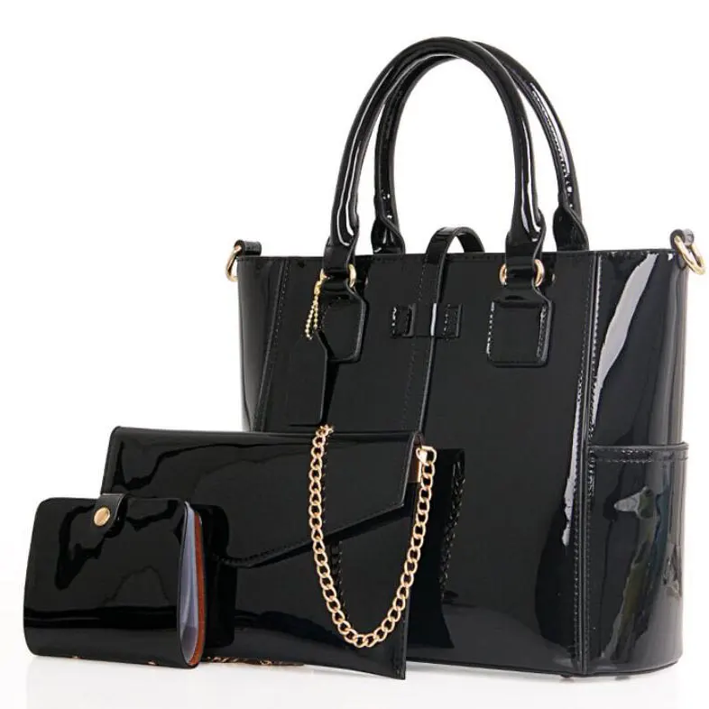 

JIANUO 3pcs purses and handbags shoulder bag crossbody set designer Patent leather bags