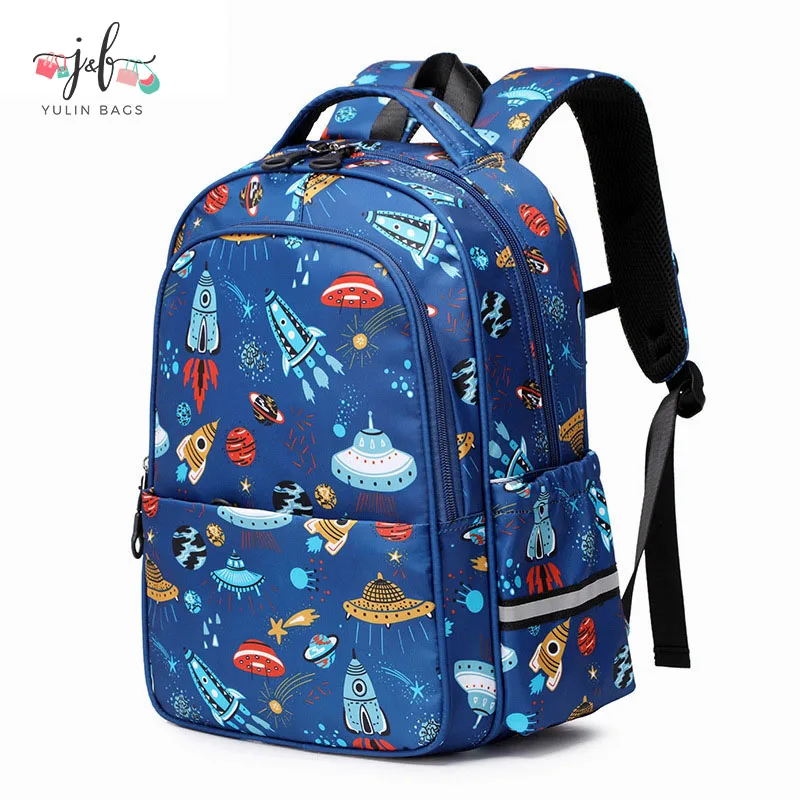 

Factory outlet kid school bags wholesale waterproof spaceman printed bag school kids students