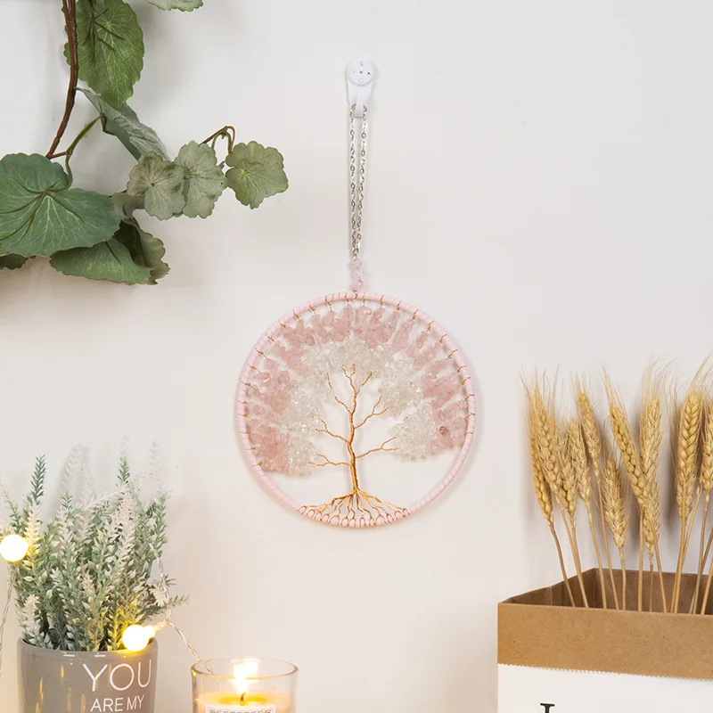 

new Trend Gravel Copper Wire Pendant European And American Retro Pendant Pendant Tree Of Life Snow Fairy Tree Dream Catcher, Picture color