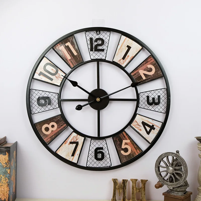 

odm/odm modern wall clock metal Rome Retro decorative wall clock reloj de pared, Black,vintage gold