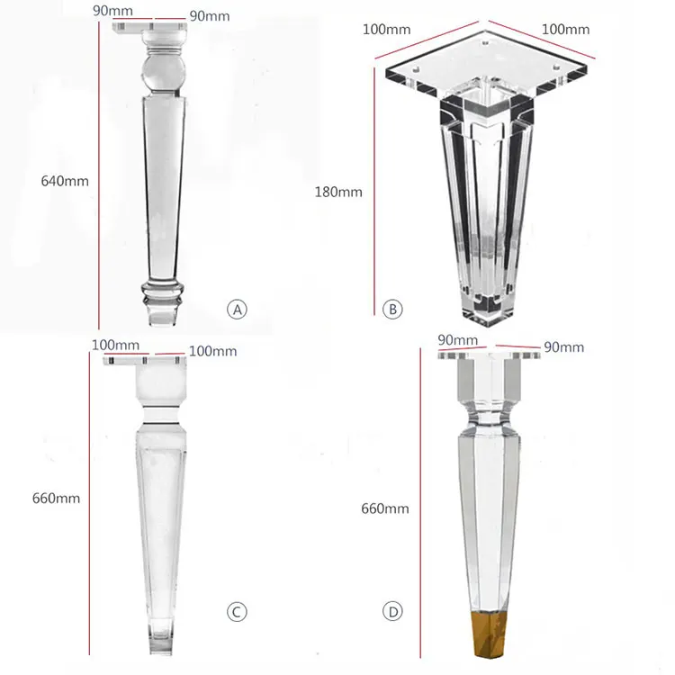 Acrylic Furniture Legs Transparent Crystal Feet Modern Furniture