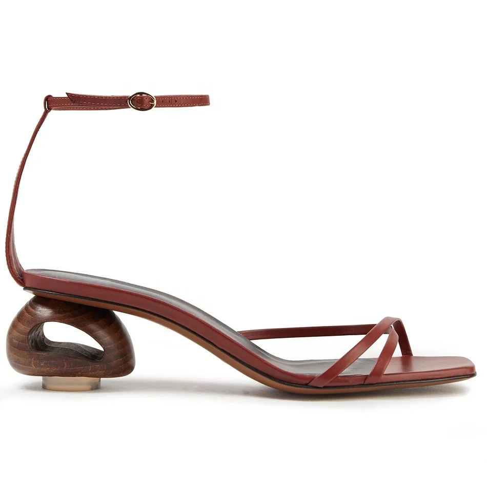 

Luxury unique heel genuine leather fashion lady sandals new design