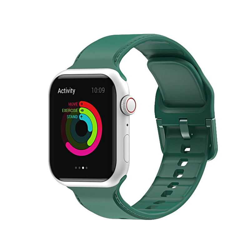 

Luxury Sport Silicone Watch Bands for Apple Watch Series 7 6 5 4 SE 3 2 Rubber Wrist Strap for iWatch 38 40 42 44 41 45mm