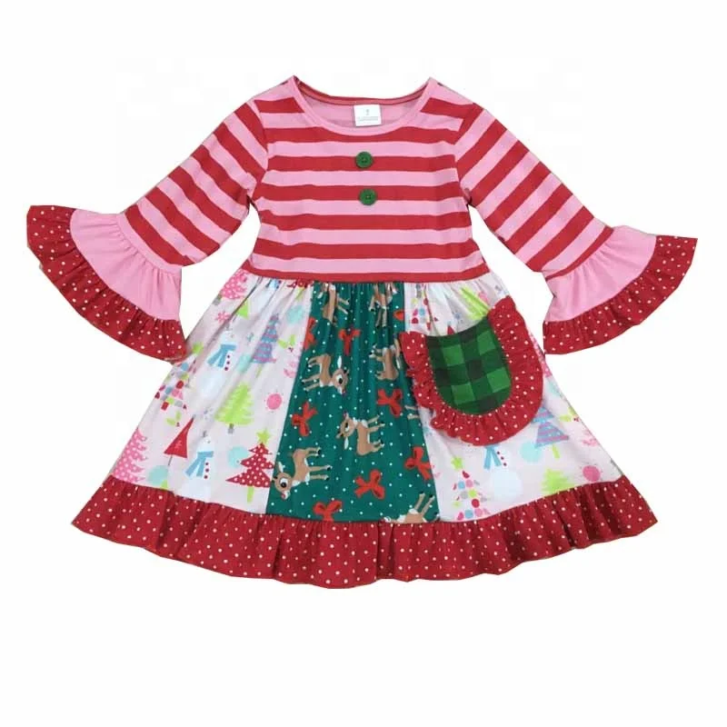 Dropshipping Wholesale boutique kids clothes Santa Claus girl Christmas dress