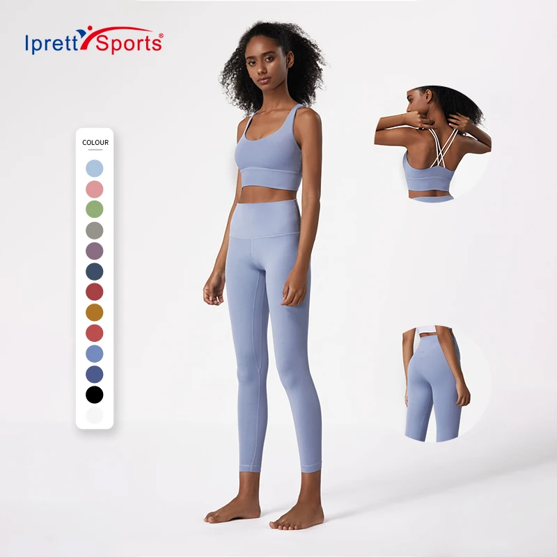 

Ipretty Sports Fitness&yoga Wear Sexy Cross Back Top Fall Yoga High Waist Leggings Women Sexy Yoga Active Wear Sets, Black/red/code blue/purple/blue/grey sage/pink/brown/green