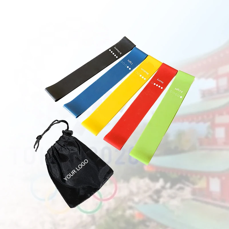 

A One Factory Wholesale 5 Colors Fitness Rubber Yoga Bands Latex Home Elastic Fitness Resistance Bands, Customized colors