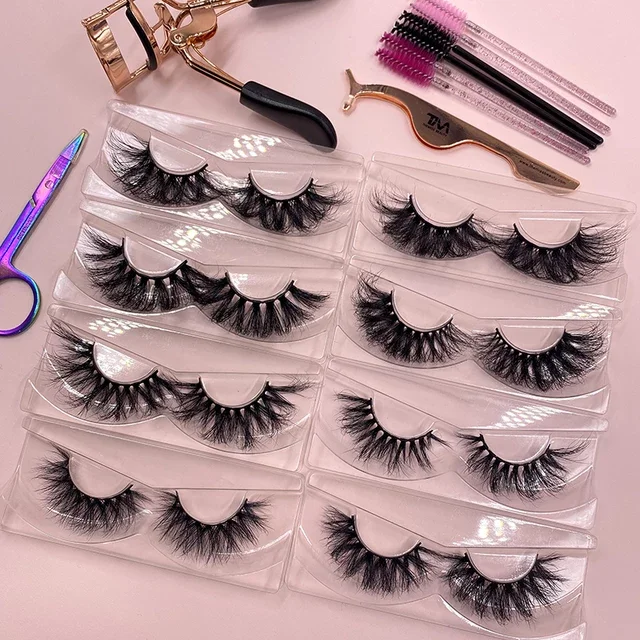 

Free Sample Private Label Wholesale Fluffy 25mm 30mm 3d 5d Full Strip Mink Lashed Eye Lashes Lashes Set Vendor With Case, Natural black