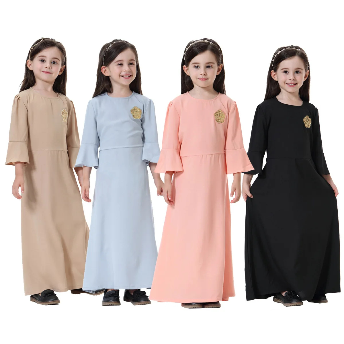 

Wholesale High Quality Cute Middle East Arab Muslim Children Abaya Dress Islamic Kids Clothing