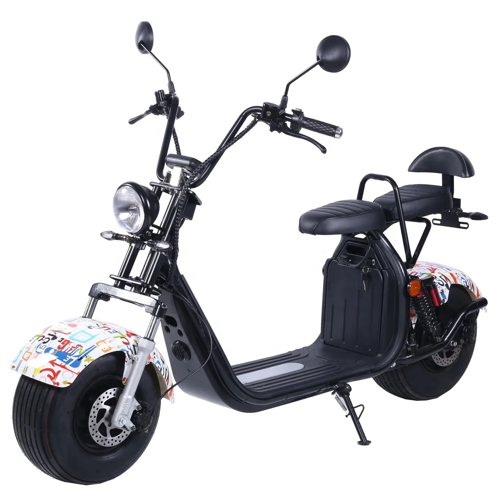 

Electric scooter warehouse europe citycoco scooter 2000w fat scooter wheel 60v 20ah citycoco battery, Black