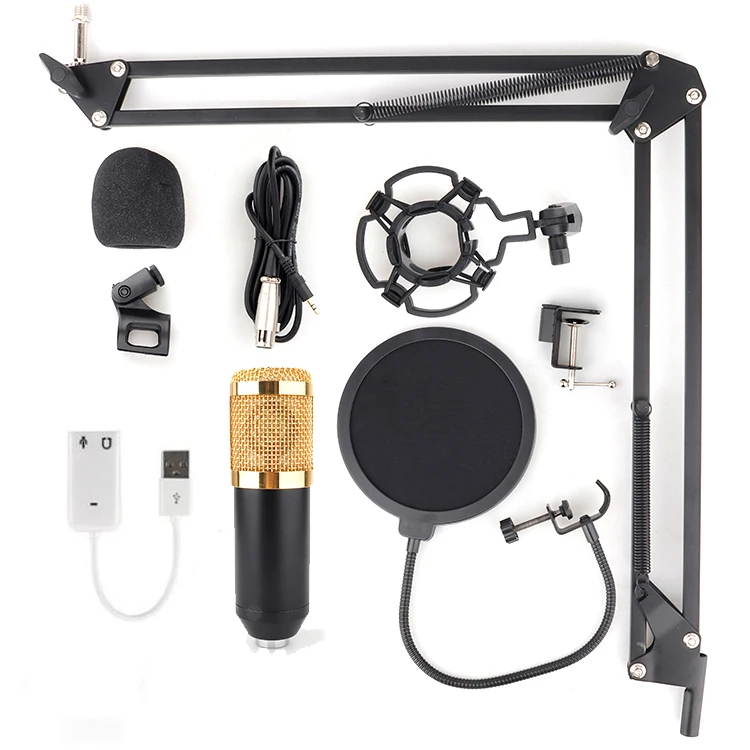 

BM800 360 Degrees Universal Desktop Stand Live Broadcast Condenser Microphone With V8II Sound Card Kit